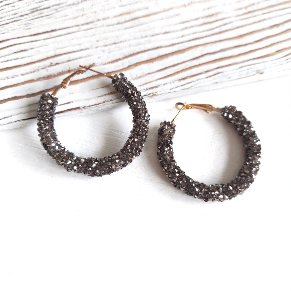 🎁Free w/ Purchase🎁 Glimmer & Glam Hoops - Gunmetal